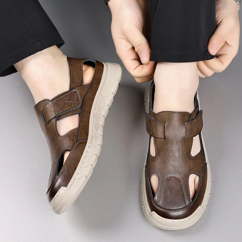 Leather Summer Sandals Breathable Casual Shoes