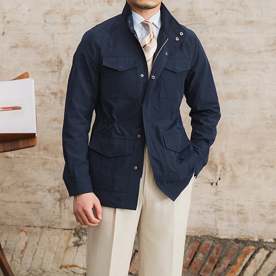Lightweight Stand Collar Utility Jacket