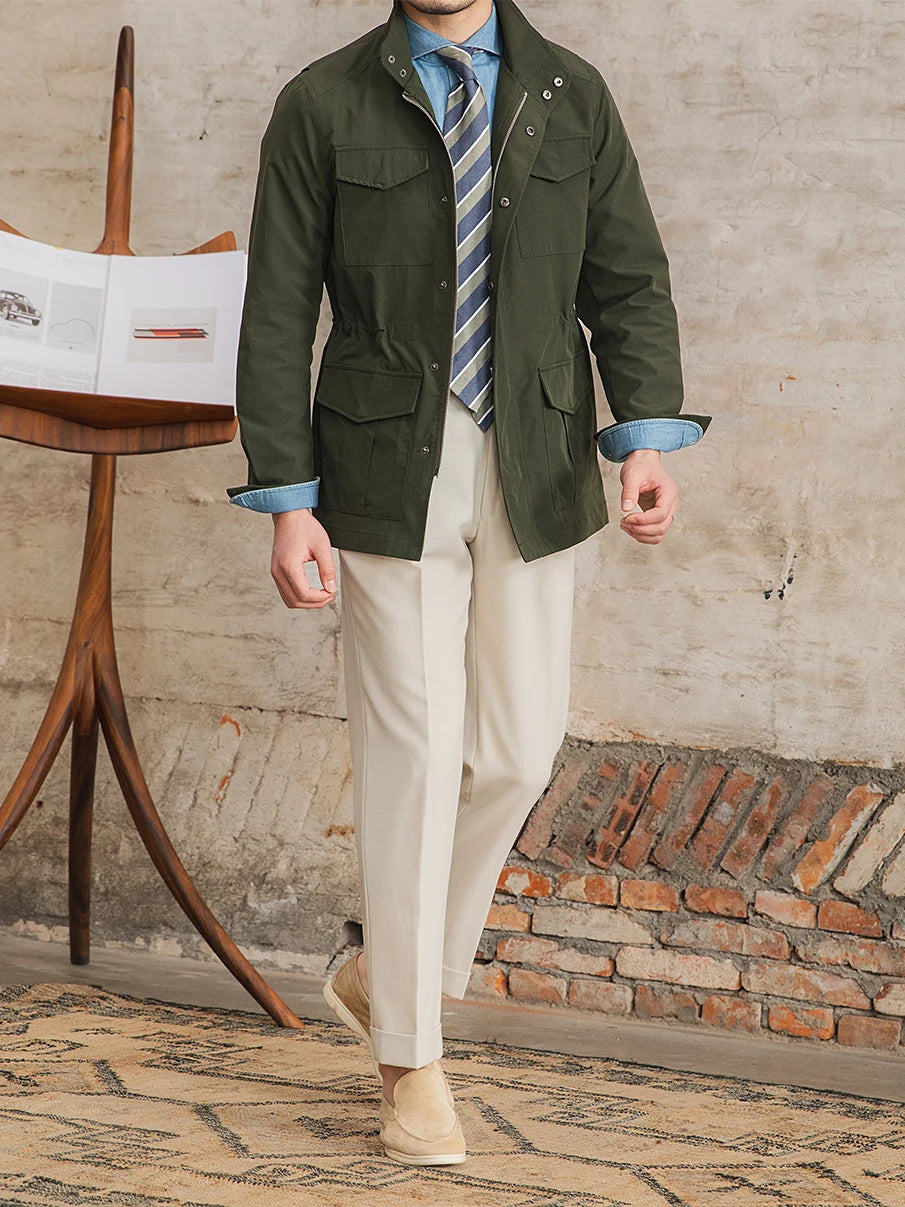 Lightweight Stand Collar Utility Jacket