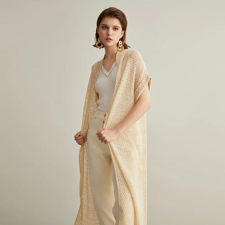 Linen Silk Long Knit Cardigan