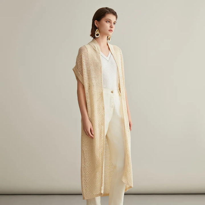 Linen Silk Long Knit Cardigan
