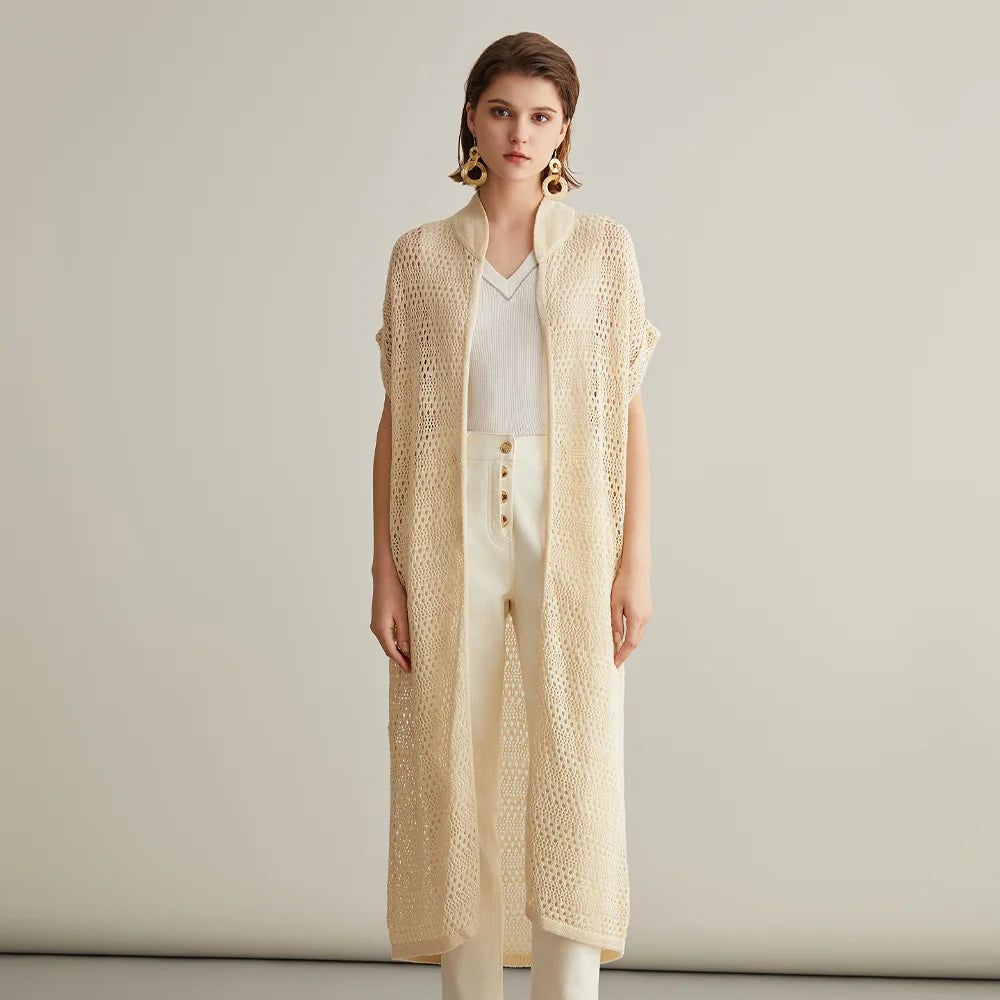 Linen Silk Long Knit Cardigan