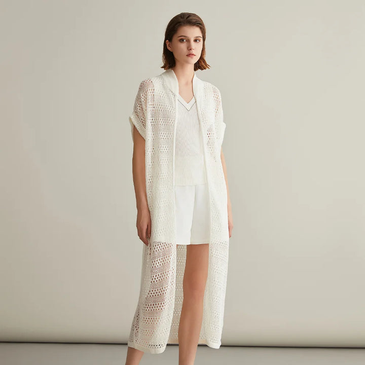 Linen Silk Long Knit Cardigan