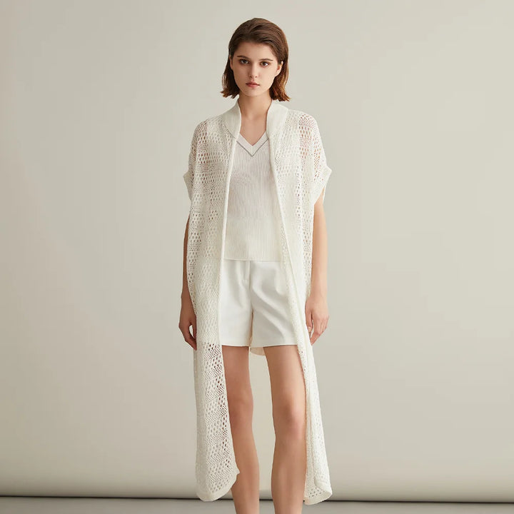 Linen Silk Long Knit Cardigan