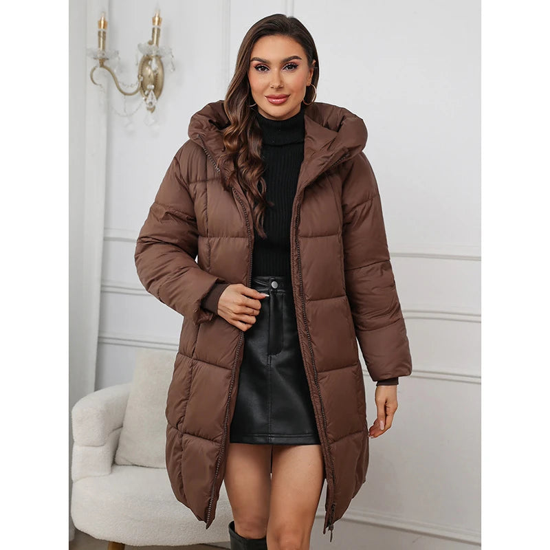 Long Hooded Puffer Jacket Down Fill