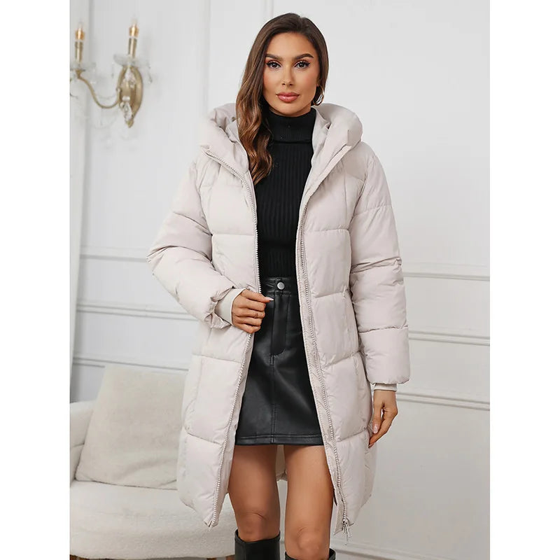 Long Hooded Puffer Jacket Down Fill