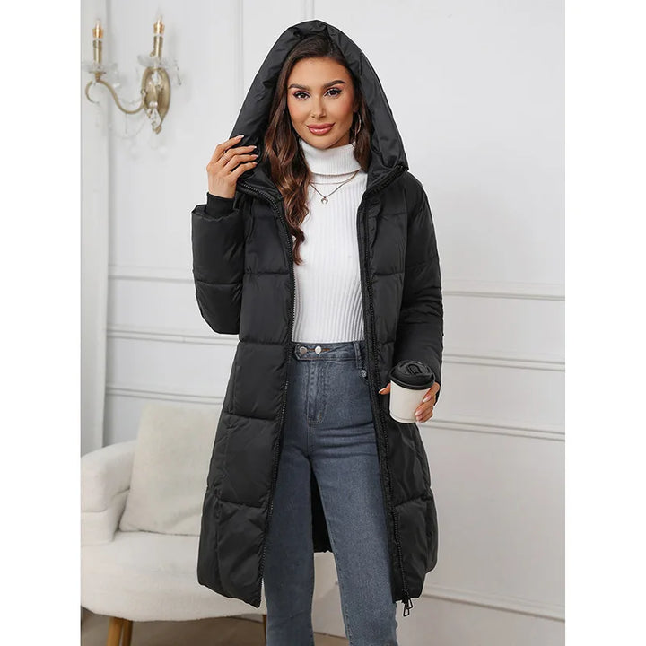 Long Hooded Puffer Jacket Down Fill