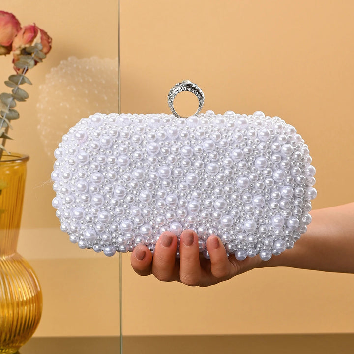 Luxury Beaded Pearl Clutch Bag