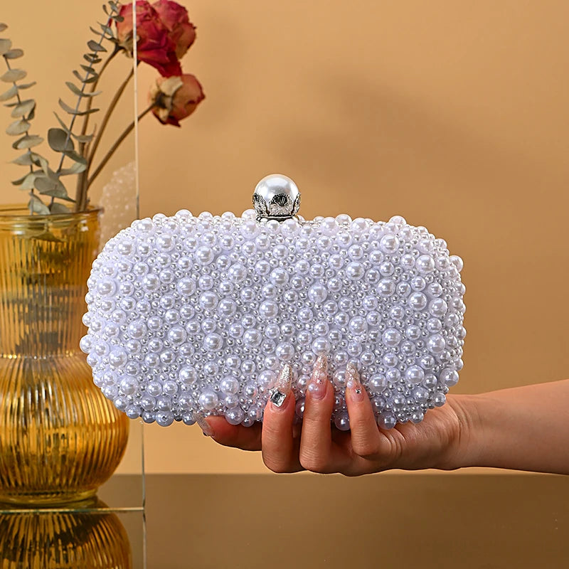 Luxury Beaded Pearl Clutch Bag