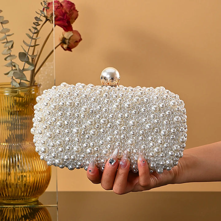 Luxury Beaded Pearl Clutch Bag
