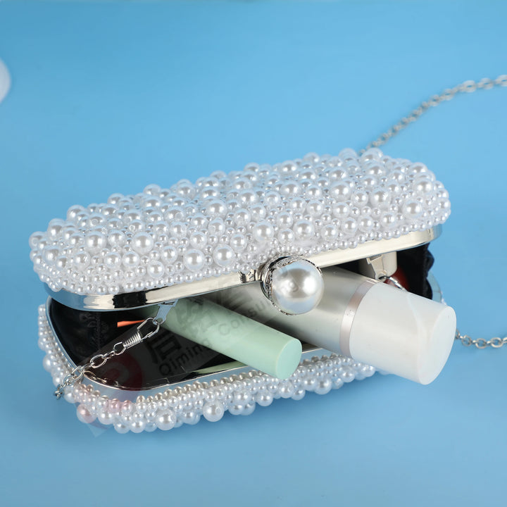 Luxury Beaded Pearl Clutch Bag