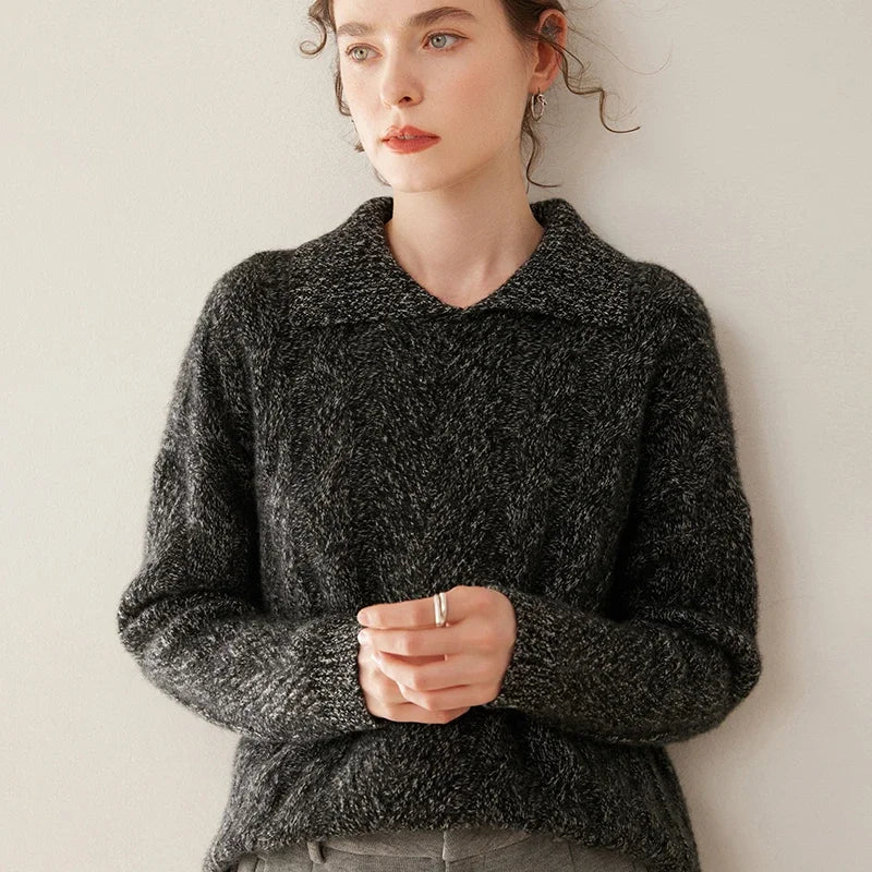Luxury Cashmere Polo Neck Knit Sweater