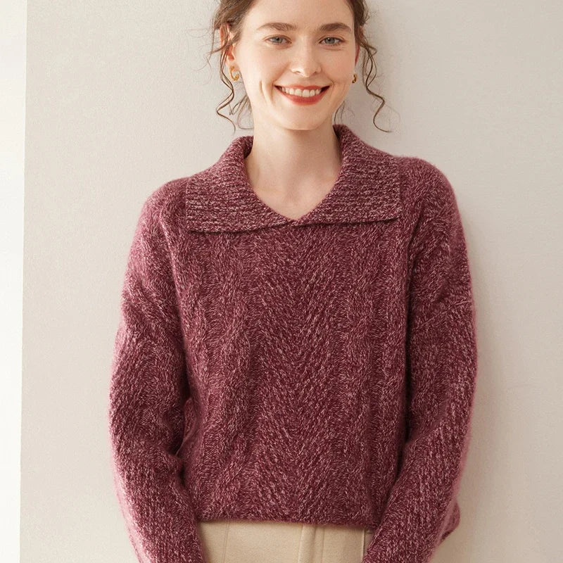 Luxury Cashmere Polo Neck Knit Sweater