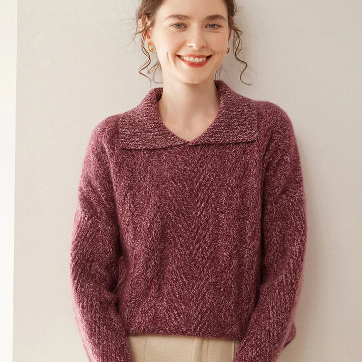 Luxury Cashmere Polo Neck Knit Sweater
