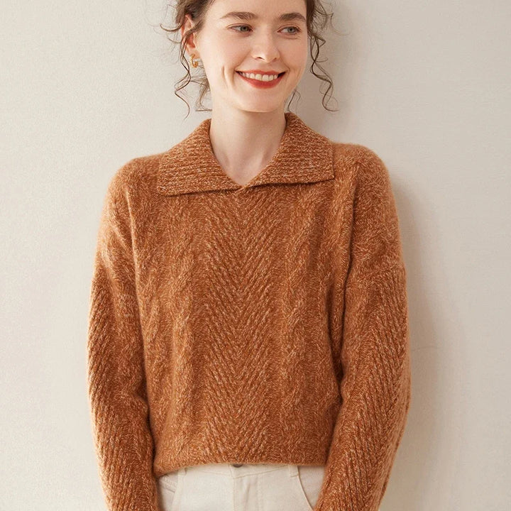 Luxury Cashmere Polo Neck Knit Sweater