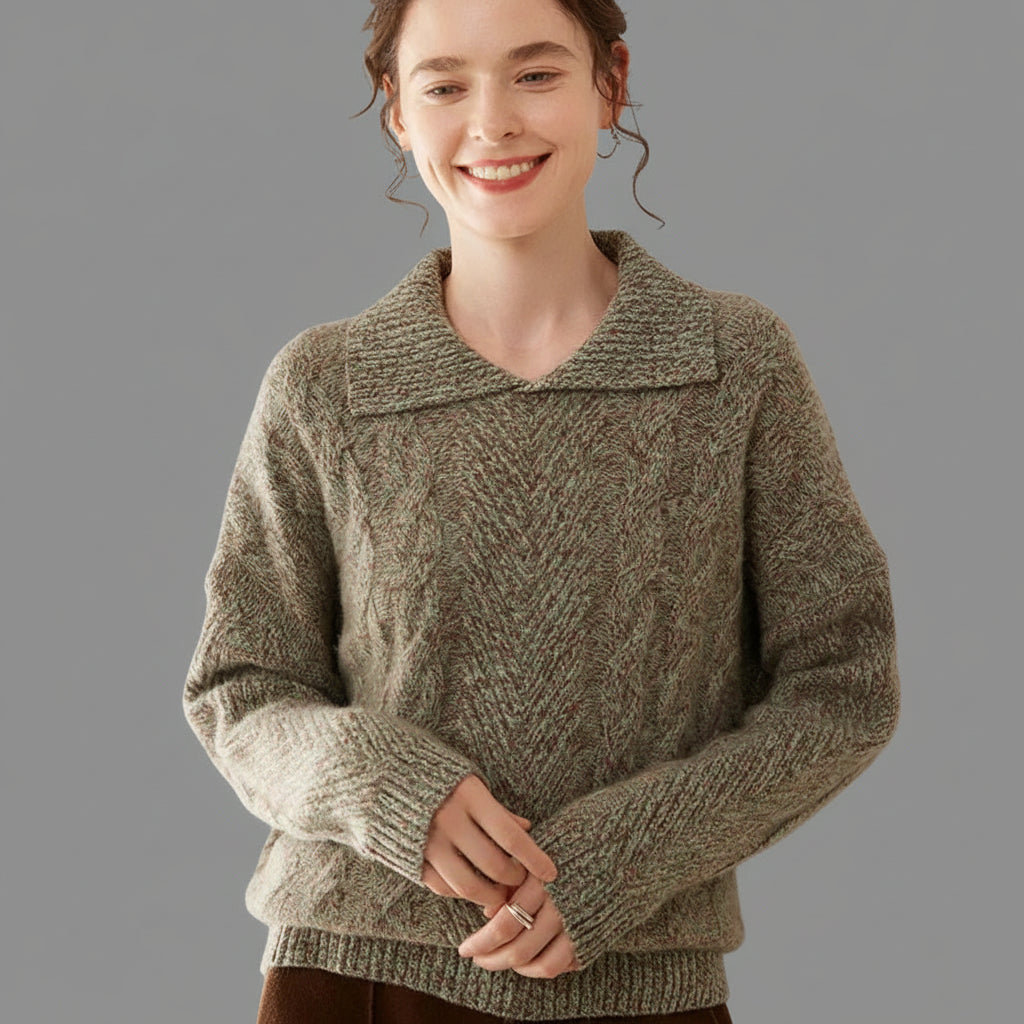 Luxury Cashmere Polo Neck Knit Sweater