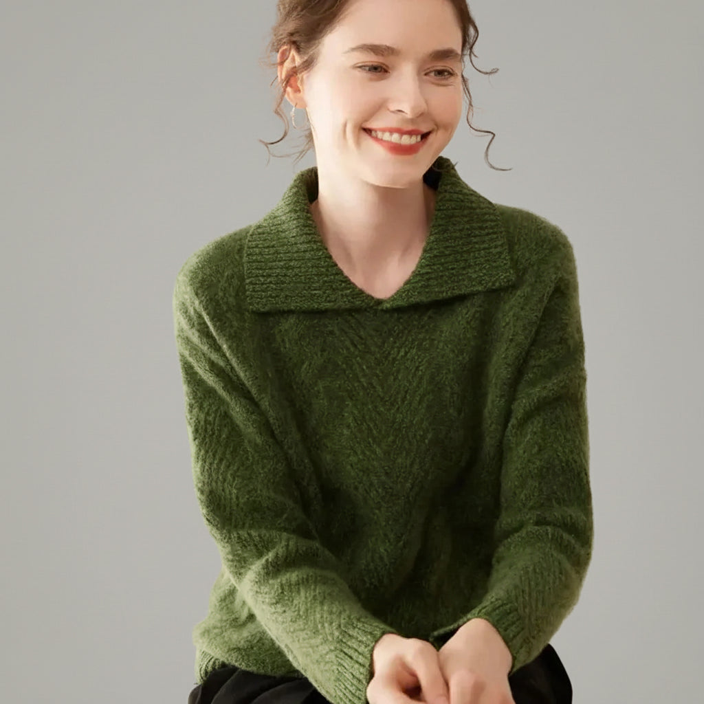 Luxury Cashmere Polo Neck Knit Sweater