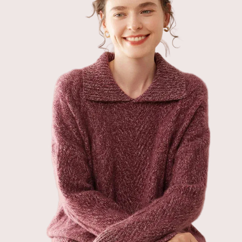 Luxury Cashmere Polo Neck Knit Sweater