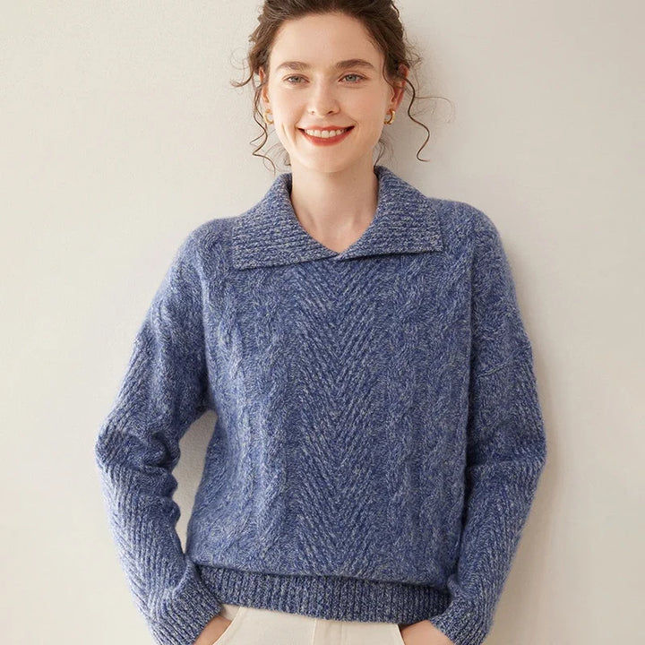 Luxury Cashmere Polo Neck Knit Sweater