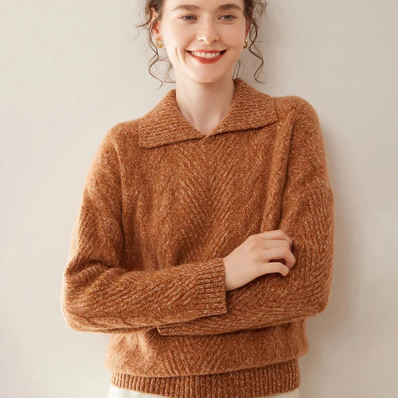 Luxury Cashmere Polo Neck Knit Sweater