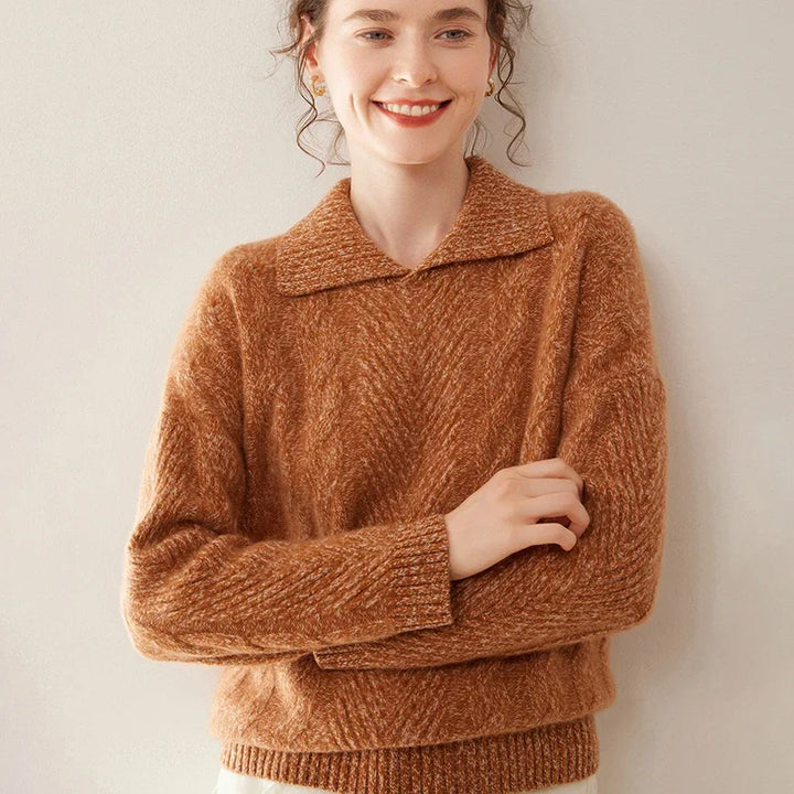 Luxury Cashmere Polo Neck Knit Sweater