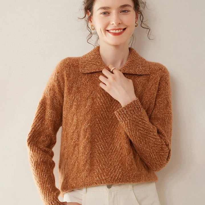 Luxury Cashmere Polo Neck Knit Sweater