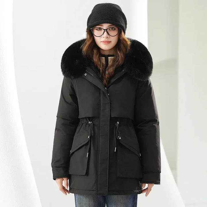 Luxury Hooded Parka Fur Trim Down Jacket