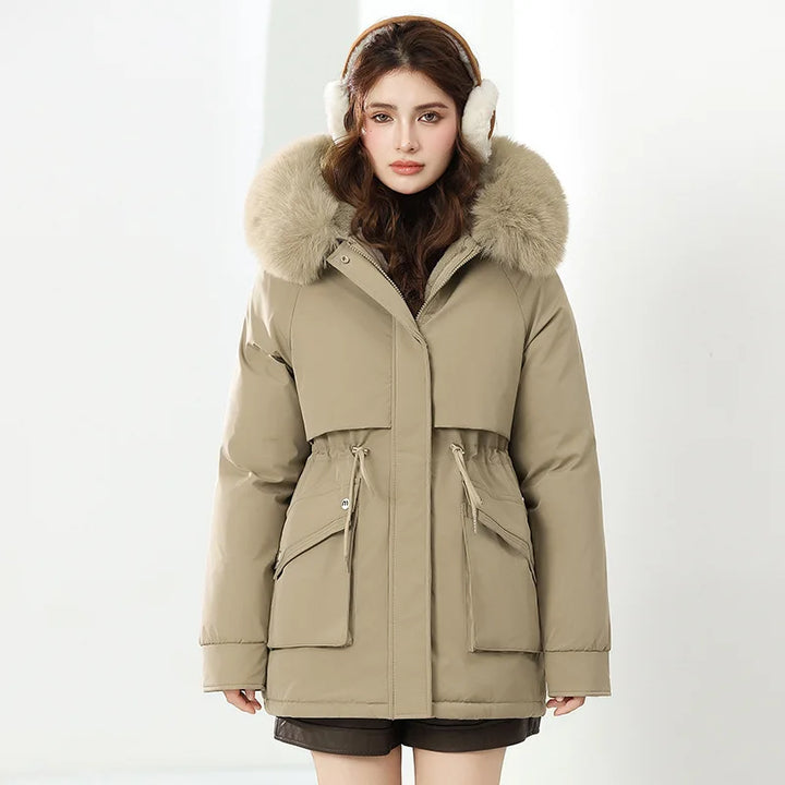 Luxury Hooded Parka Fur Trim Down Jacket