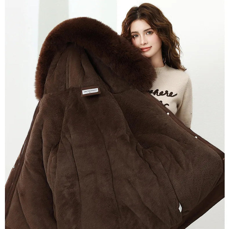 Luxury Hooded Parka Fur Trim Down Jacket