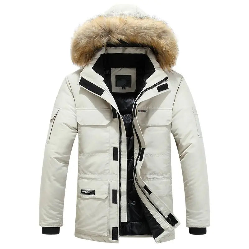 Luxury Hooded Parka Fur Trim Winter Coat
