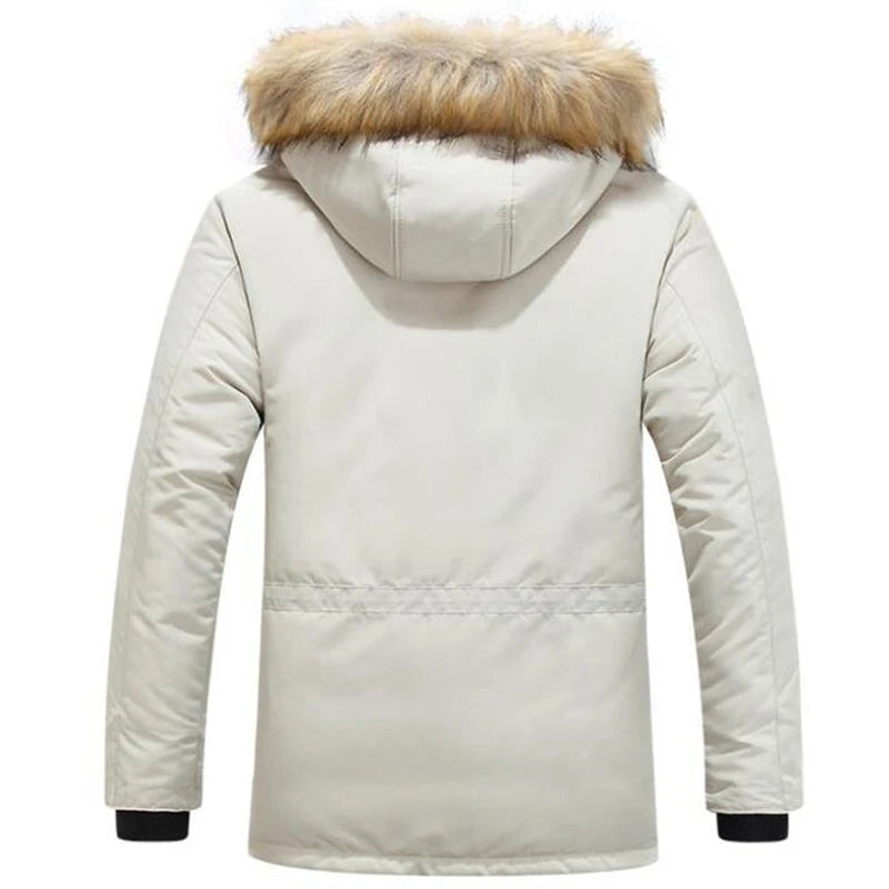 Luxury Hooded Parka Fur Trim Winter Coat