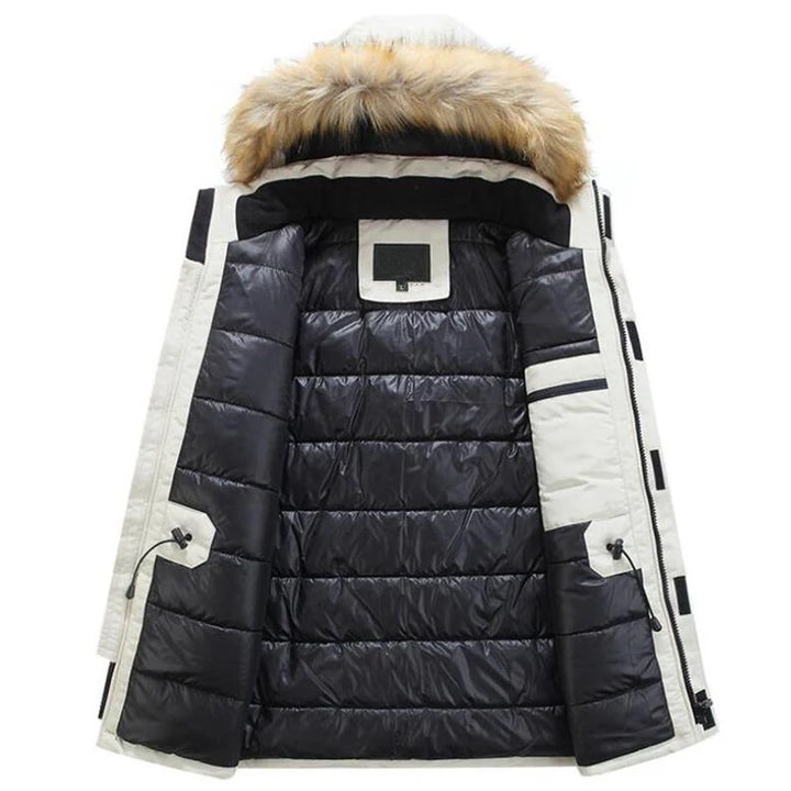 Luxury Hooded Parka Fur Trim Winter Coat
