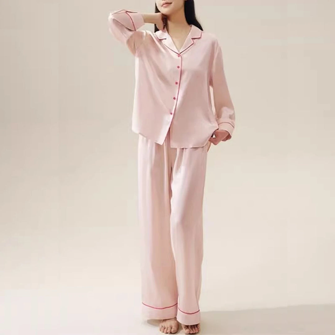 Luxury Pink Satin Pyjama Set Loungewear