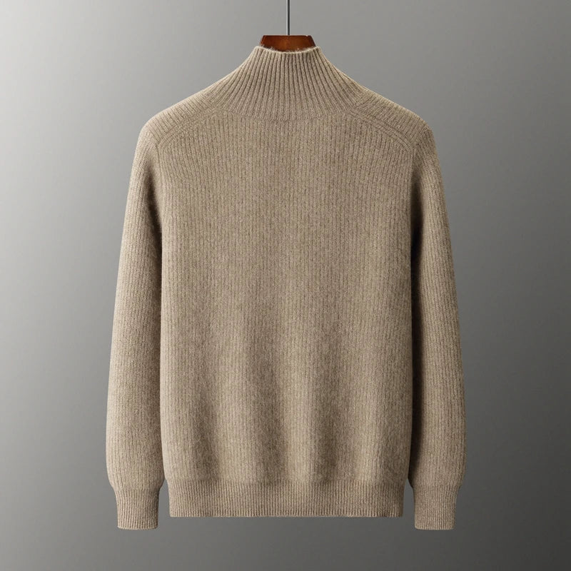 Men's 100% Cashmere High Collar Button Cardigan