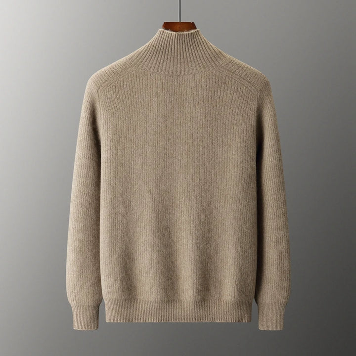 Men's 100% Cashmere High Collar Button Cardigan