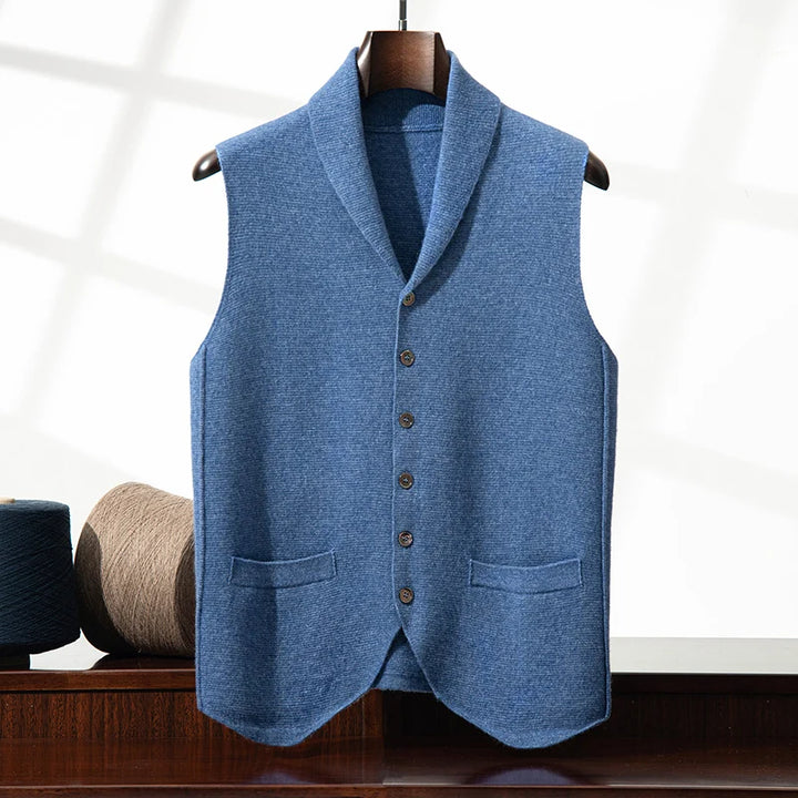 Men's 100% Cashmere Shawl Collar Knit Vest