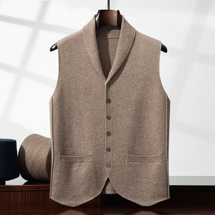 Men's 100% Cashmere Shawl Collar Knit Vest