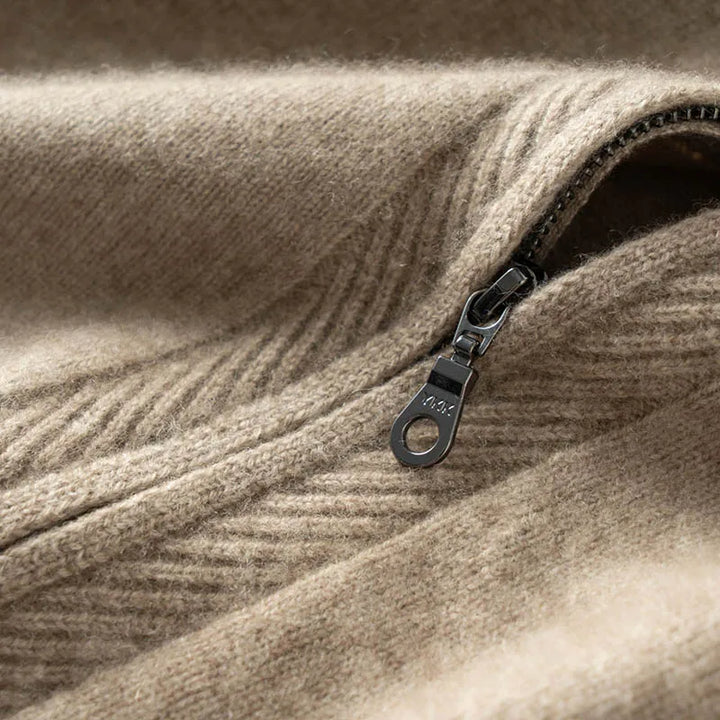 Men's 100% Cashmere Zip-Up Hooded Cardigan