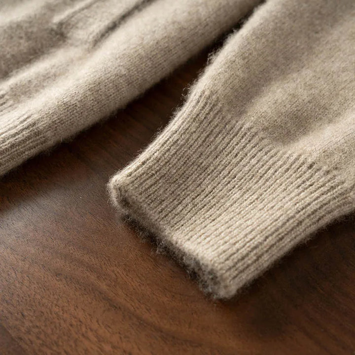 Men's 100% Cashmere Zip-Up Hooded Cardigan