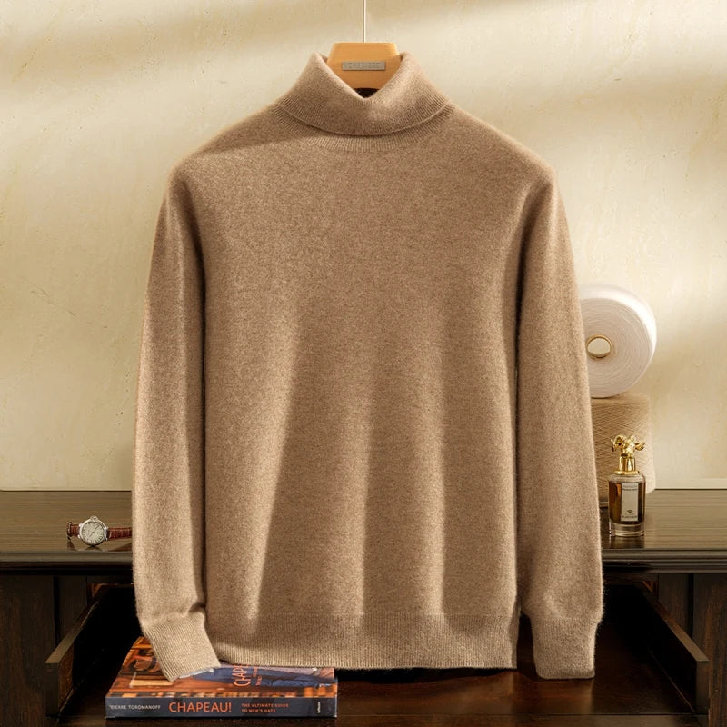 Men's 100% Goat Cashmere Slim-Fit Turtleneck Sweater