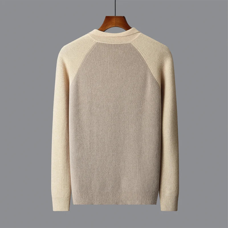 Men's 100% Pure Wool Polo Collar Sweater