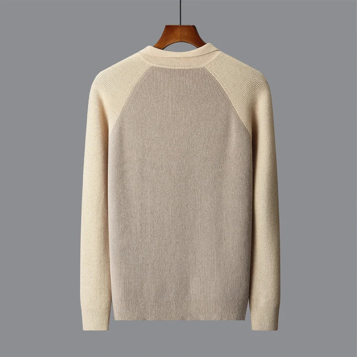Men's 100% Pure Wool Polo Collar Sweater