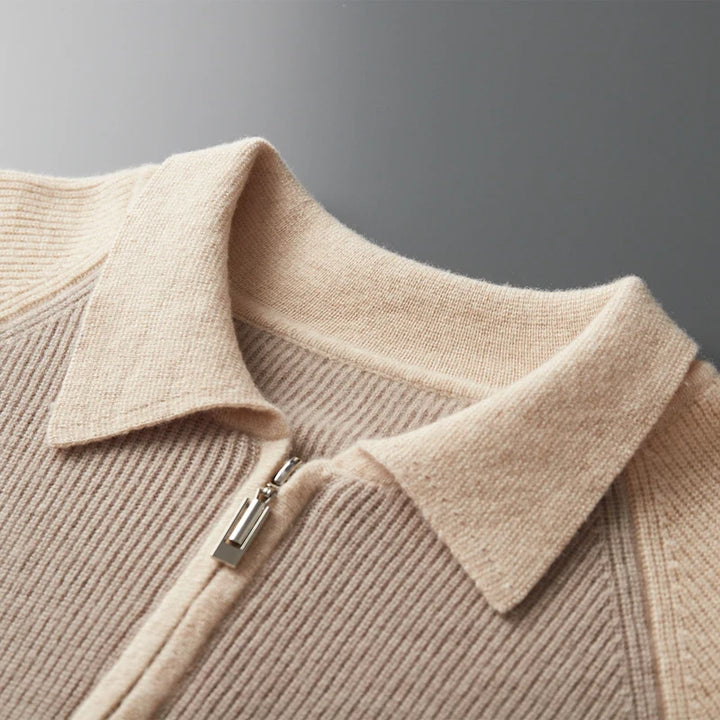 Men's 100% Pure Wool Polo Collar Sweater