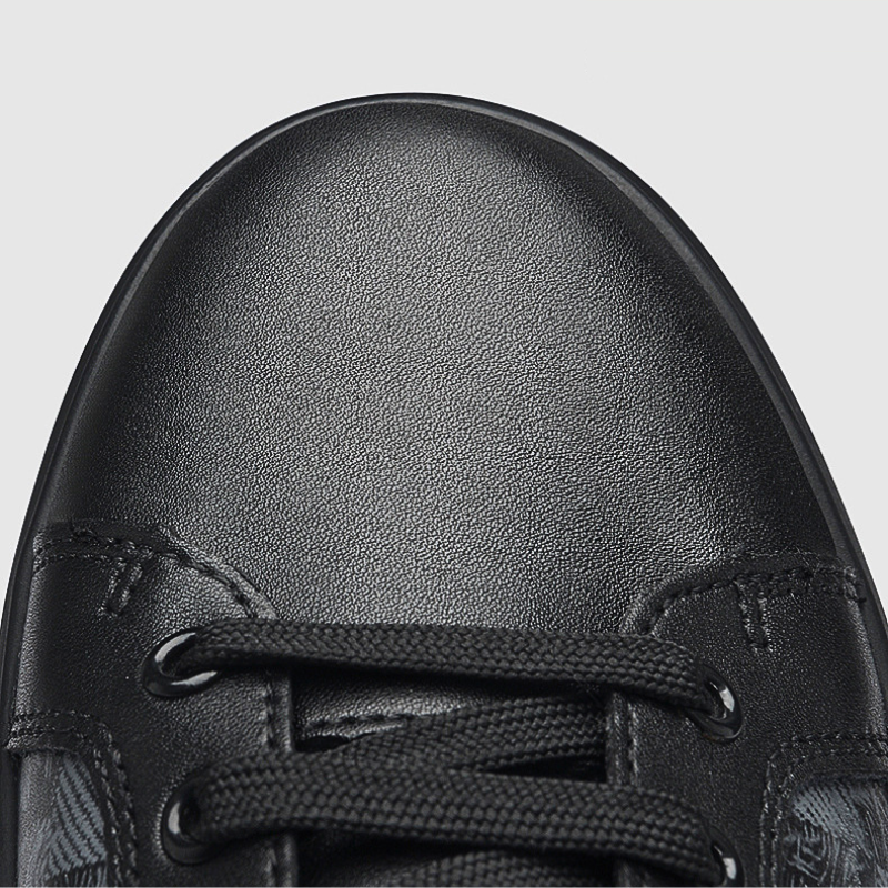Men's Checkered Leather Low-Top Sneakers