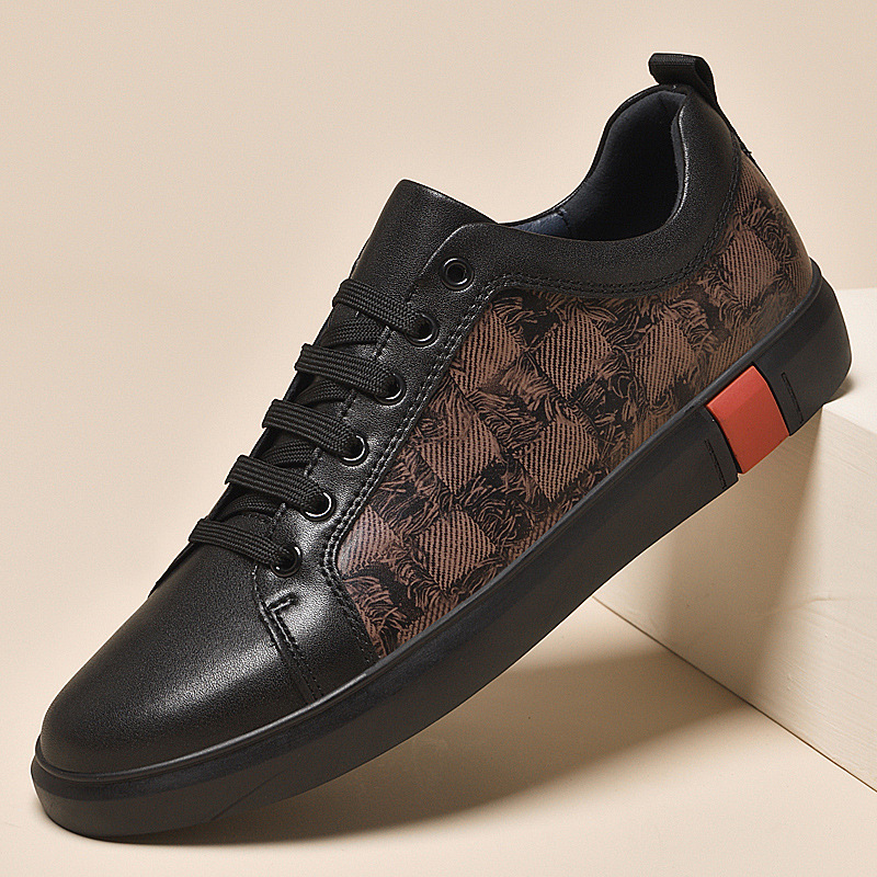 Men's Checkered Leather Low-Top Sneakers