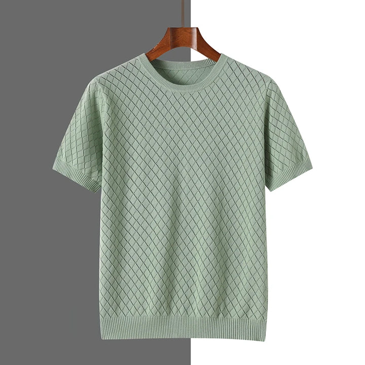 Men's Cotton Knit Lace-Up Pullover Tee