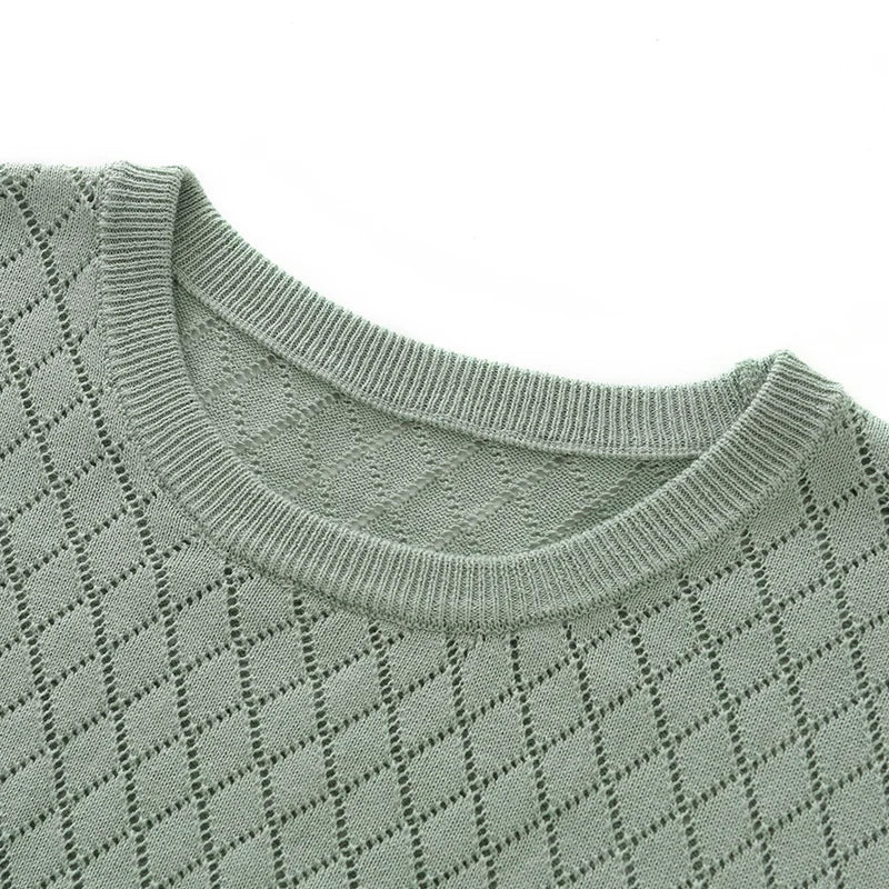 Men's Cotton Knit Lace-Up Pullover Tee