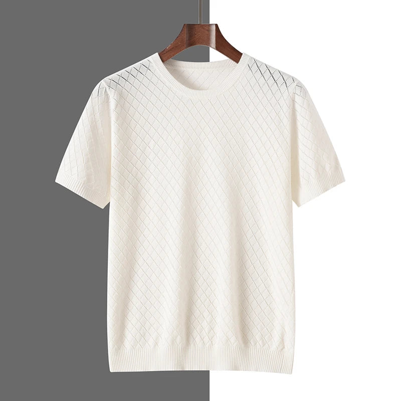 Men's Cotton Knit Lace-Up Pullover Tee