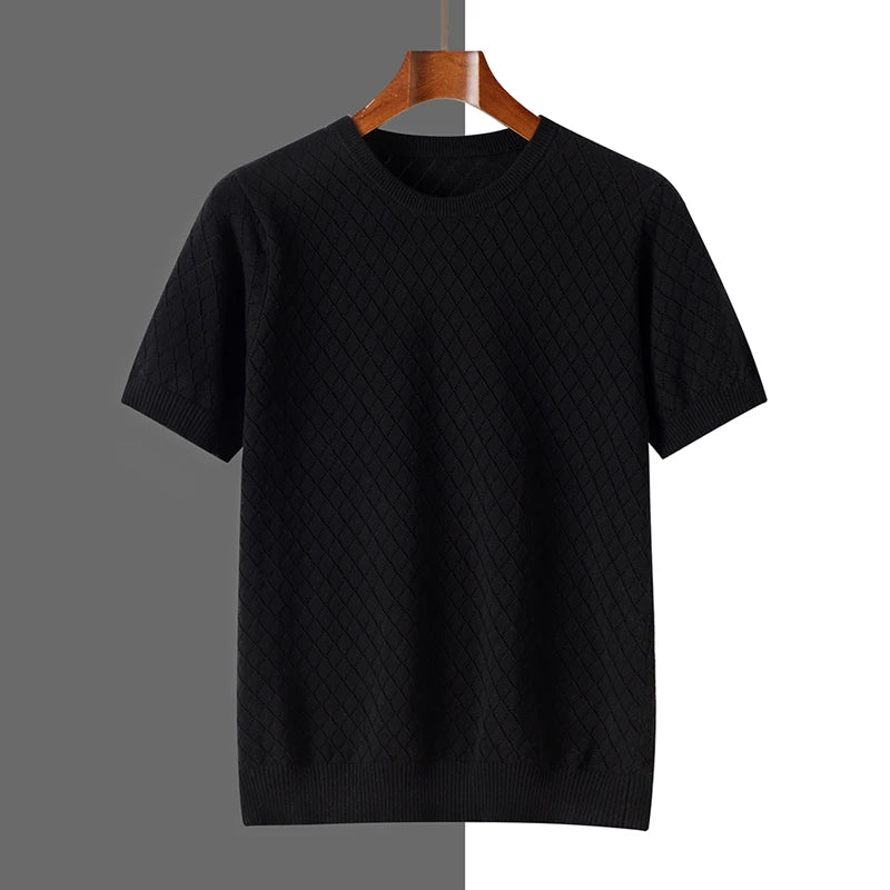 Men's Cotton Knit Lace-Up Pullover Tee