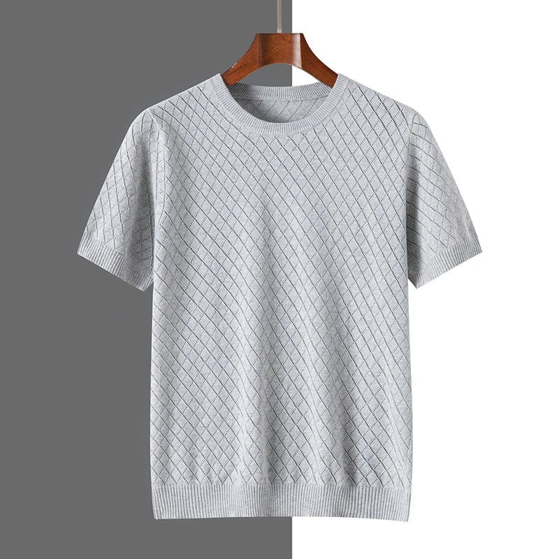 Men's Cotton Knit Lace-Up Pullover Tee